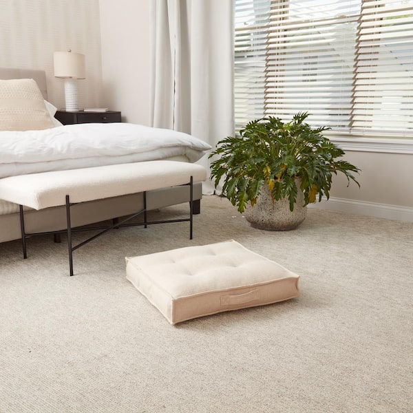 Greendale Home Fashions Cream Square Tufted Reversible 24 in. x 24 in. Floor Pillow
