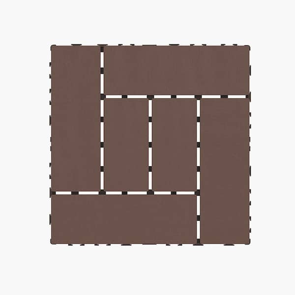 YOFE 1 ft. x 1 ft. All-Weather Outdoor Plastic Interlocking Deck Tiles, Garage Floor Tiles in Brown Pattern 8 (44 Per Case)