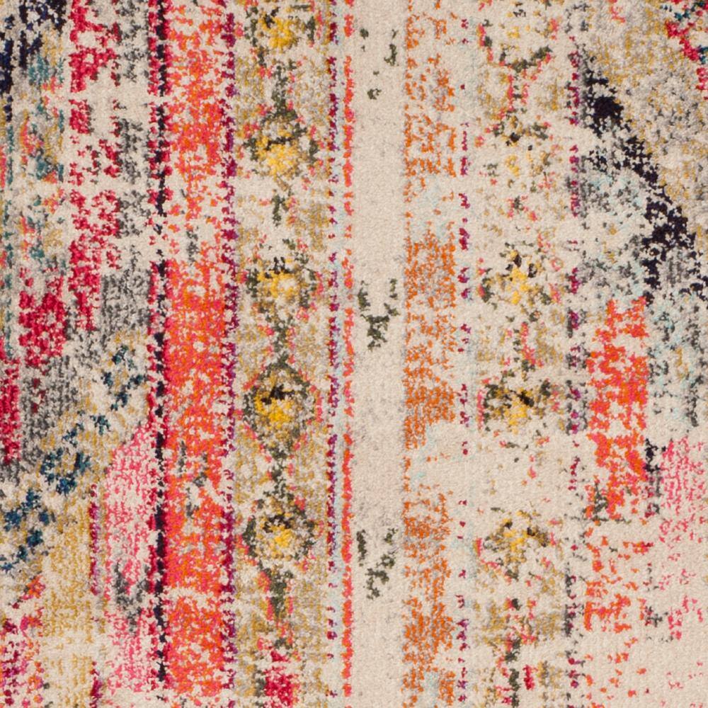 Light Grey and Multi Synthetic Boho Runner Rug