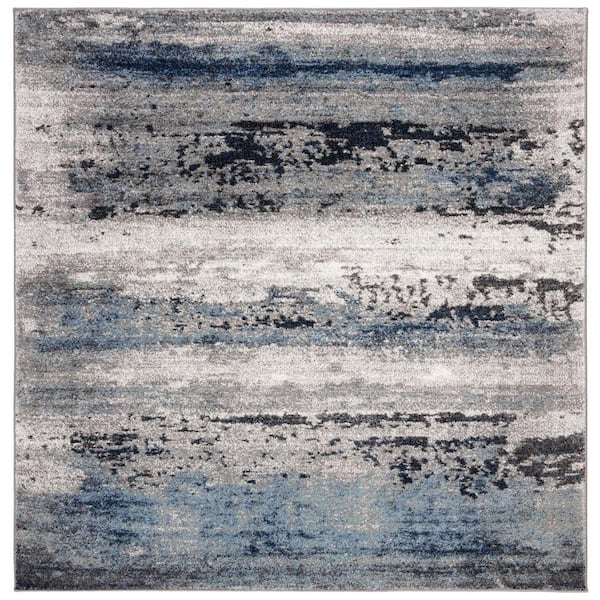 SAFAVIEH Galaxy Gray/Ivory 5 ft. x 5 ft. Square Abstract Area Rug