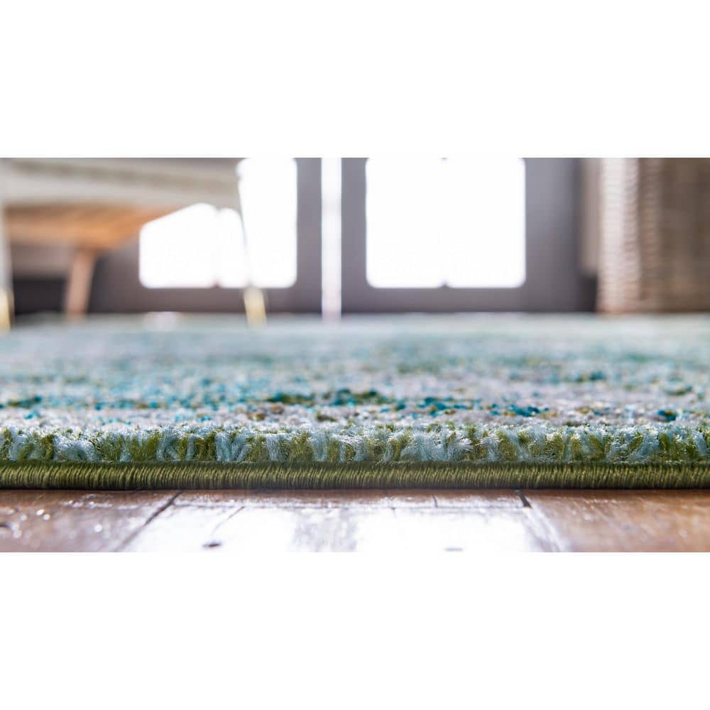 Penrose Green and Ivory Synthetic 8' x 10' Area Rug