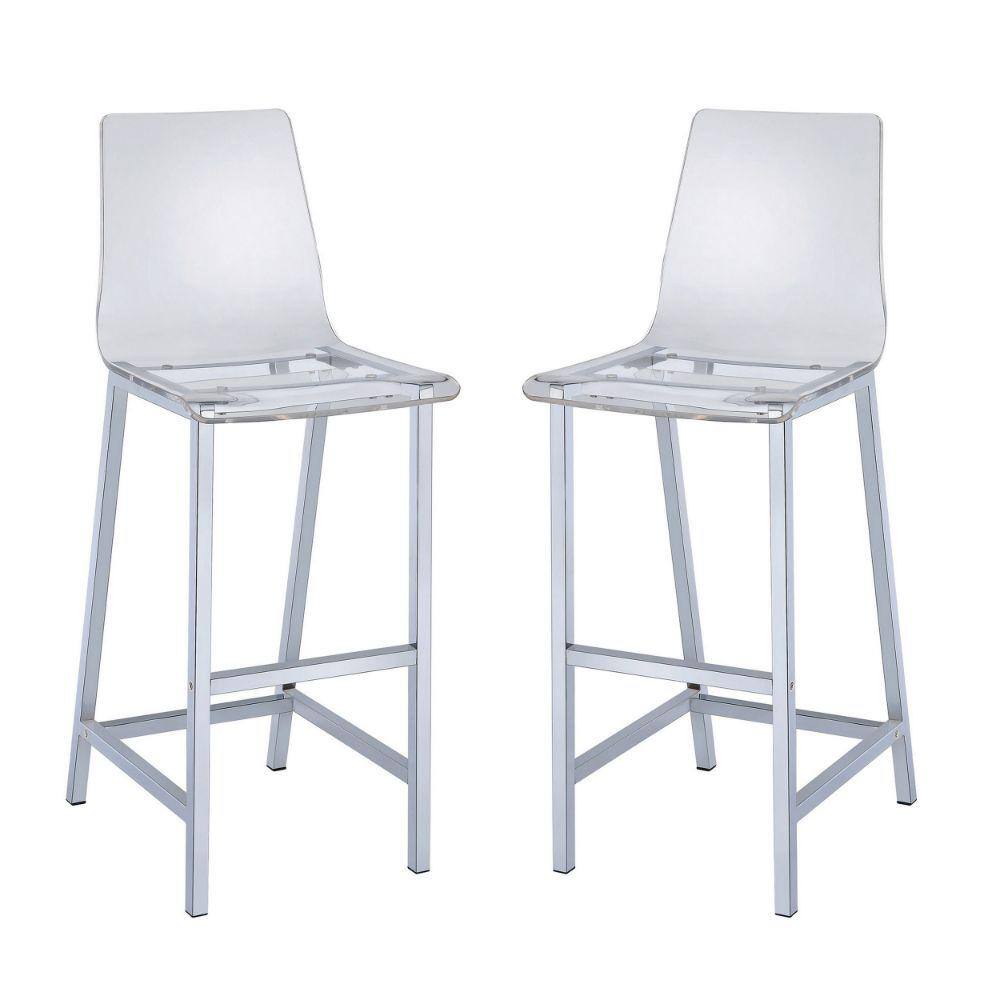 Elegant 30" Clear Acrylic and Chrome Bar Height Stool