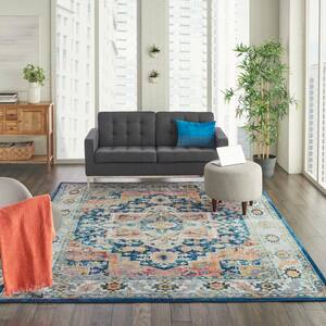 Global Vintage Blue/Multicolor 8 ft. x 10 ft. Persian Traditional Area Rug