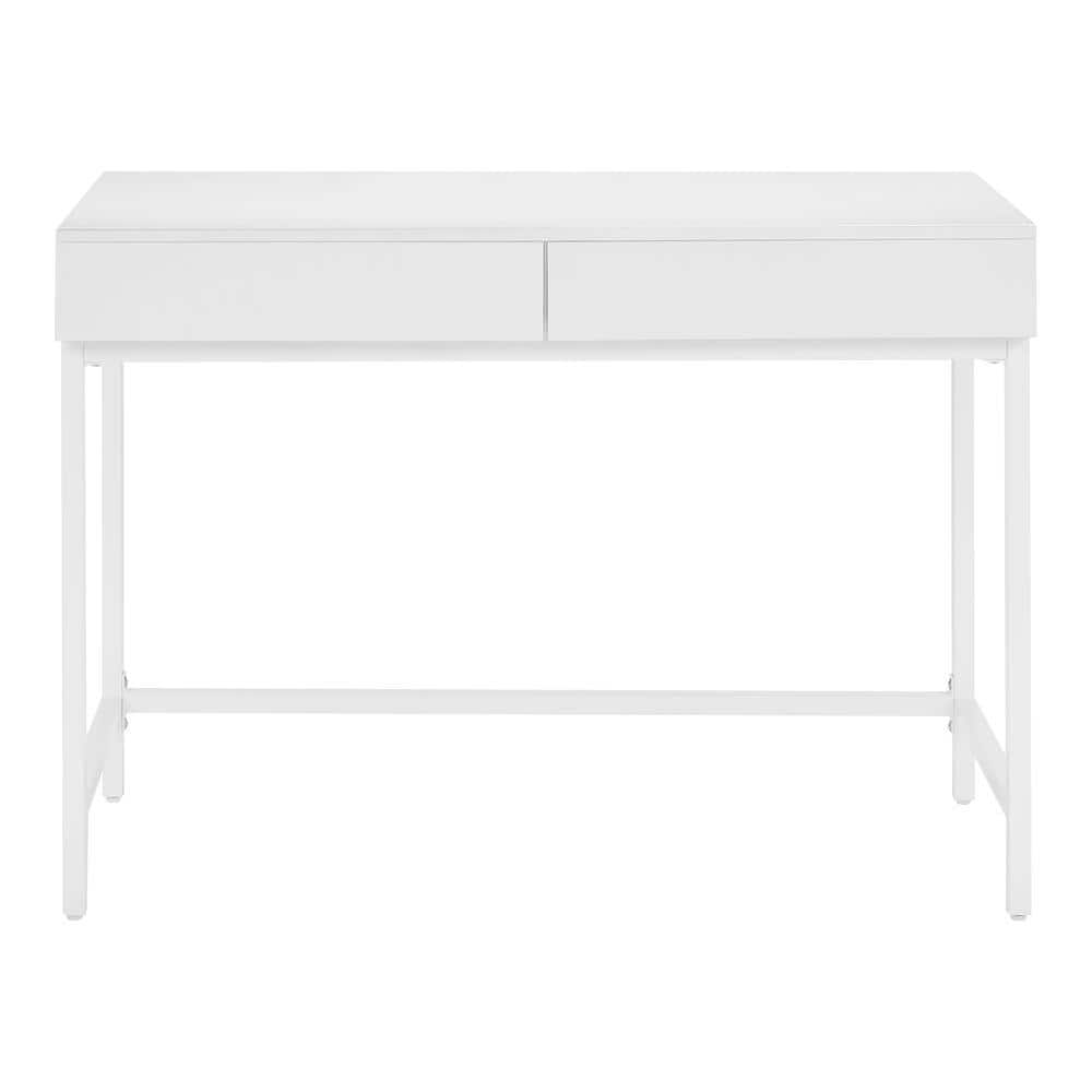 StyleWell Donnelly White Writing Desk with 2 Drawers and Wood Top (42 ...