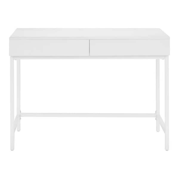 StyleWell Donnelly White Writing Desk with 2 Drawers and Wood Top (42 in. W x 30 in. H)