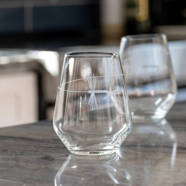 Rolf Glass Fly Fishing 18 oz. Stemless Wine Tumbler Glasses - Set of 2  410333-S/2