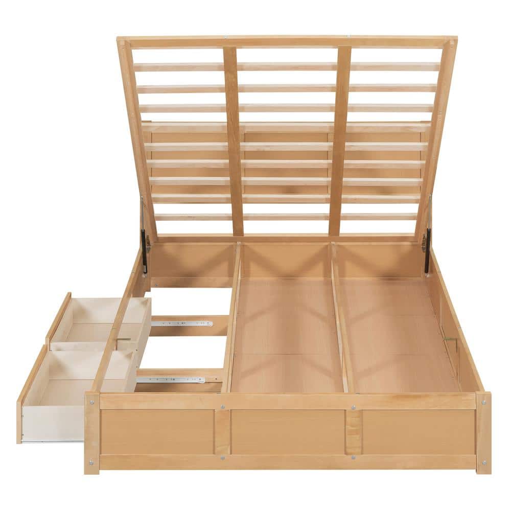 Brown Wood Frame Full Size Platform Bed with Underneath Storage and 2-Drawers - thumbnail 8