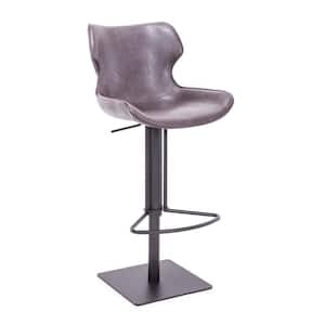 30.7 in. Brown and Black Low Back Metal Frame Bar Stool with Faux Leather Seat