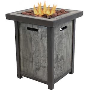 20 in. x 20 in. x 25.25 in. Square MGO Outdoor Propane Gas Fire Pit Table with Weathered Wood Look