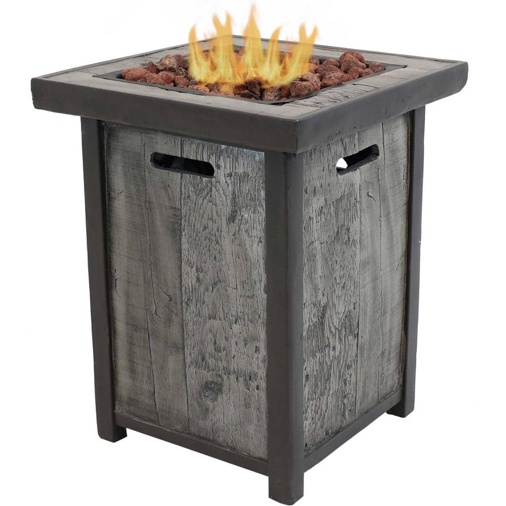 20 in. x 20 in. x 25.25 in. Square MGO Outdoor Propane Gas Fire Pit Table with Weathered Wood Look -  Sunnydaze Decor, WAR-833