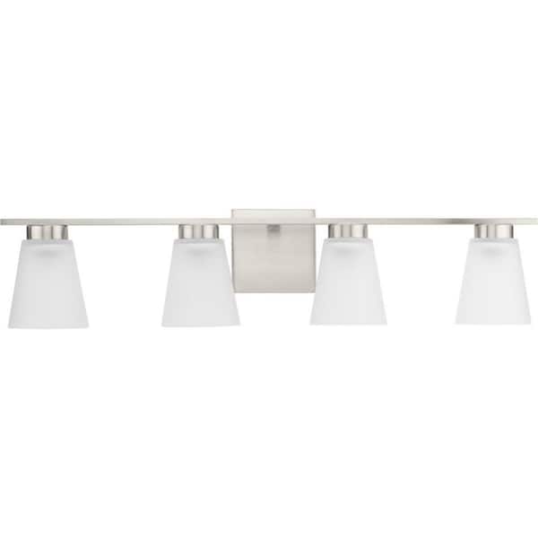 Progress Lighting Tanner Collection 31 in. 4-Light Brushed Nickel Transitional Vanity Light