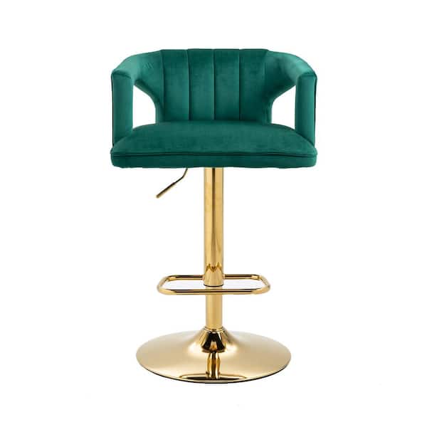 Unbranded 41.93 in. Green Vintage Bar Stools with Back and Footrest Counter Height Dining Chairs