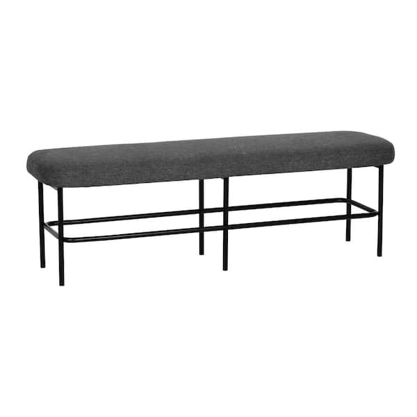 Storied Home Charcoal Gray and Black 55.12 in. Bedroom Bench