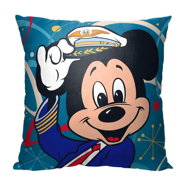 THE NORTHWEST GROUP Disney's Mickey Pilot Mickey Printed Multi-Colored Throw Pillow