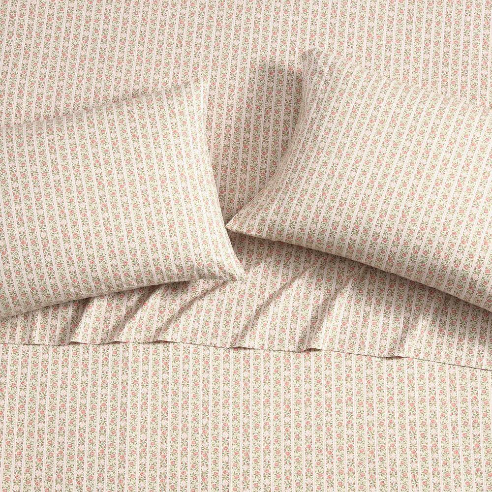 Marta Stripe Pink Cotton Percale Queen Sheet Set