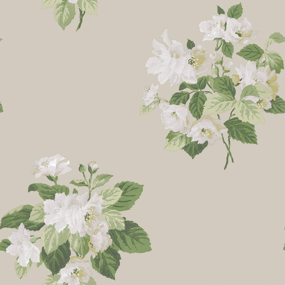 Secret Garden Taupe and White Detailed Bouquet Non-Woven Paper Non-Pasted W