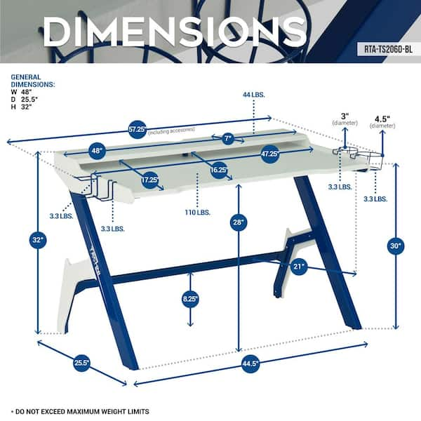 Techni Sport Gaming Desk - Two-Way Computer Desk with Elevated Monitor  Stands, CD Rack, Cup Holder, & Accessories Storage for a Complete Gaming  Setup