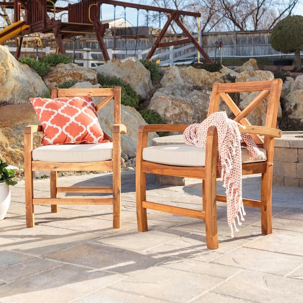 Walker Edison Furniture Company 2-Piece Stationary Wood Outdoor Dining ...