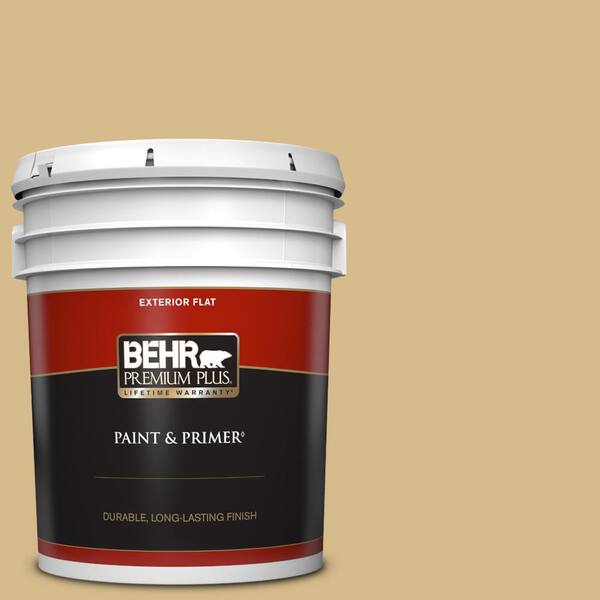 BEHR PREMIUM PLUS 5 gal. #350F-5 Camel Flat Exterior Paint & Primer