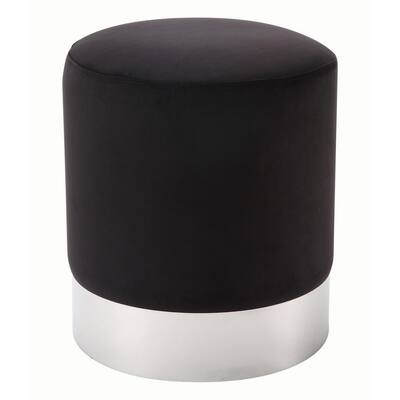Benjara Round Leatherette Swivel Ottoman with Tufted Seat White and Black Benjara Round Leatherette Swivel Ottoman with Tufted Seat White and Black