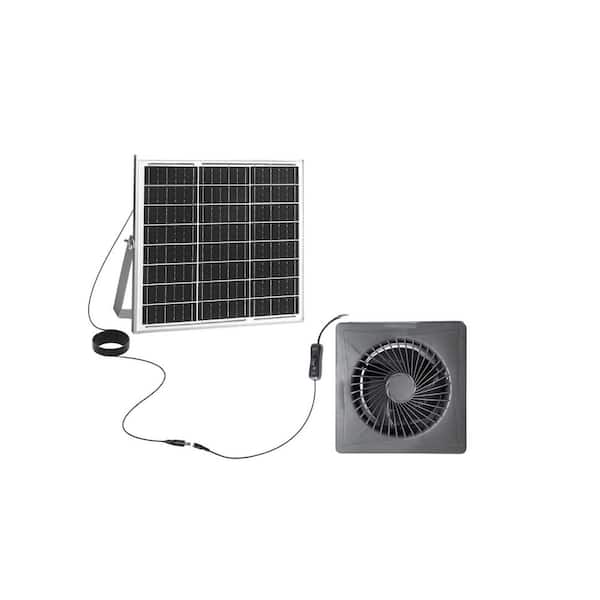 8 in. Solar Powered Exhaust Fan with 25-Watt Panel Power Adapter and Anti-Backflow Valve Gable Mount