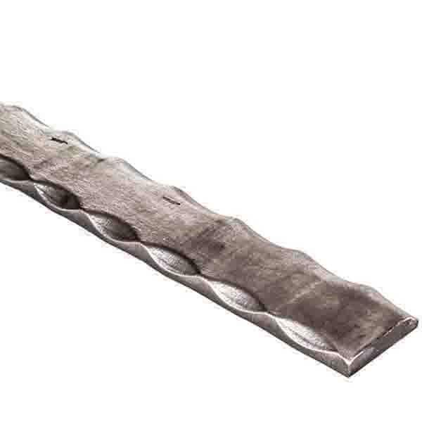 arteferro 118 in. x 1-3/16 in. Flat Solid Hammered Edged Design Raw Forged Iron Handrail