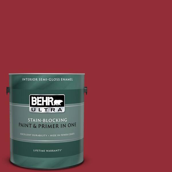 BEHR ULTRA 1 gal. #UL110-18 Cherry Tart Semi-Gloss Enamel Interior Paint and Primer in One