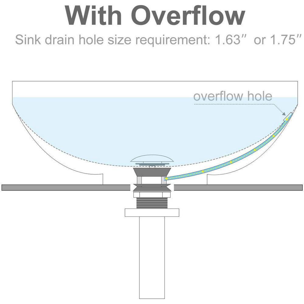 Matte Black Pop-Up Bathroom Sink Drain Stopper with Overflow