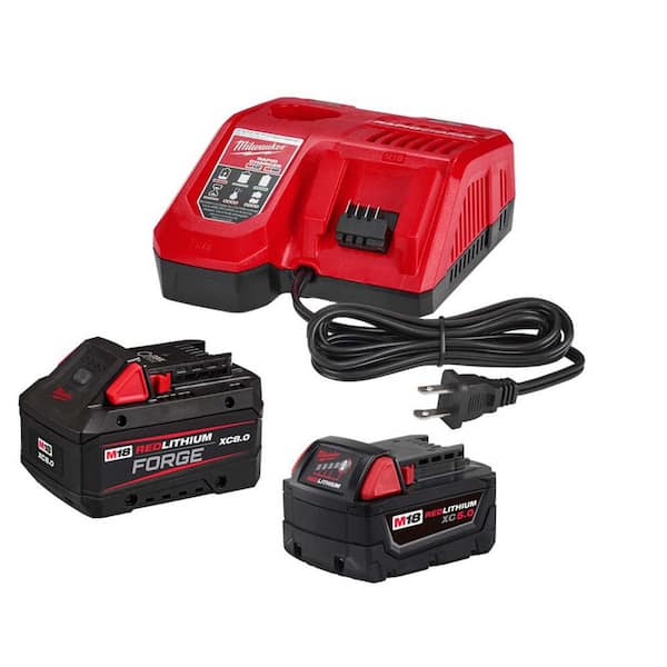 M18 18-Volt Lith-Ion Redlithium FORGE Starter Kit w/ 8. 0Ah Battery & Rapid Charger w/ 5.0 Ah Battery