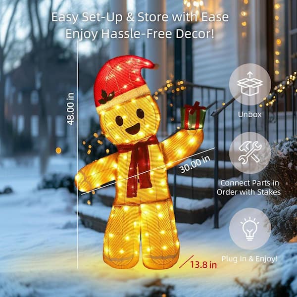 Starfree 48 in. 3D Gingerbread Man Outdoor Christmas Decoration