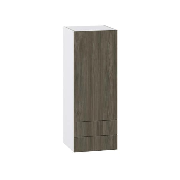 J COLLECTION Medora Textured Slab Walnut Assembled Wall Kitchen Cabinet with 2 Drawers (18 in. W x 40 in. H x 14 in. D)