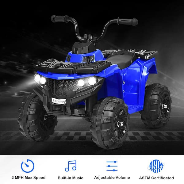 ATV Kids Ride-On ATV 4-Wheeler Quad MP3 and LED Headlight in Blue