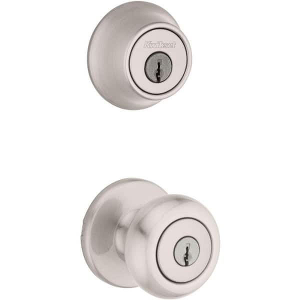 Kwikset Cove 690 Satin Nickel Keyed Entry Door Knob and Single Cylinder Deadbolt Combo Pack