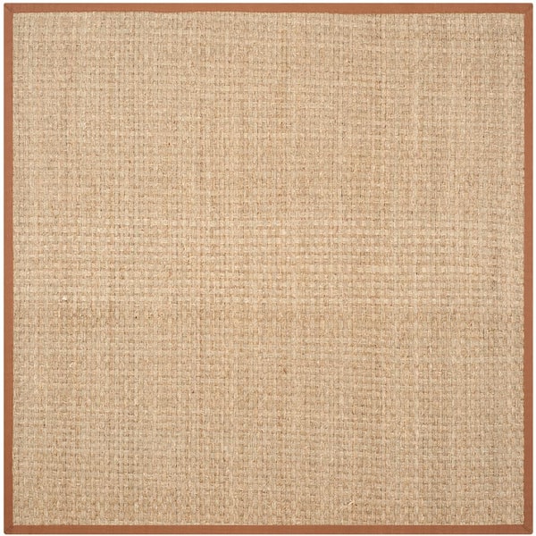 Natural Fiber Natural/Brown 8 ft. x 8 ft. Border Woven Square Area Rug