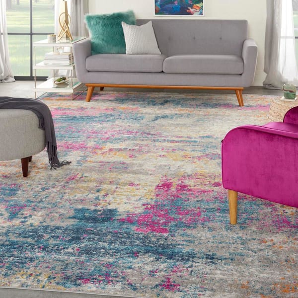 Passion Ivory/Multi 9 ft. x 12 ft. Abstract Contemporary Area Rug