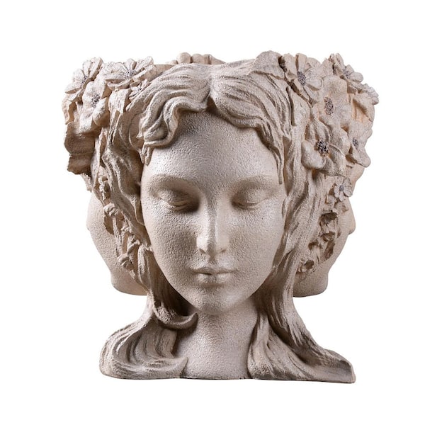 Resin Lady Head Bust Flower Planter Plant Pot