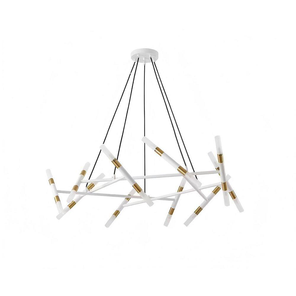 20-Light White Metal Chandelier with Adjustable Height, Branch Design with Frosted Tubes(Bulb Not Included) price history on PriceWatchPro