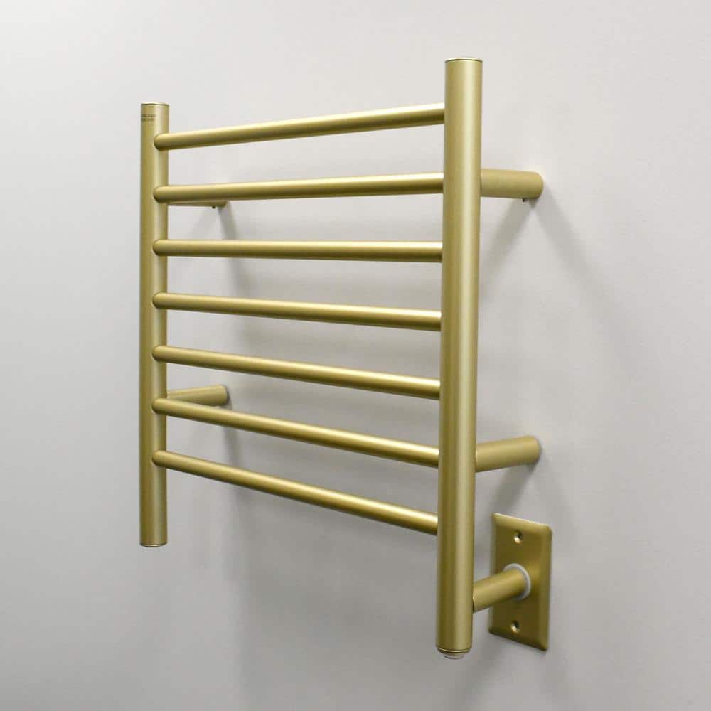 Satin Brass 7-Bar Wall Mounted Towel Warmer