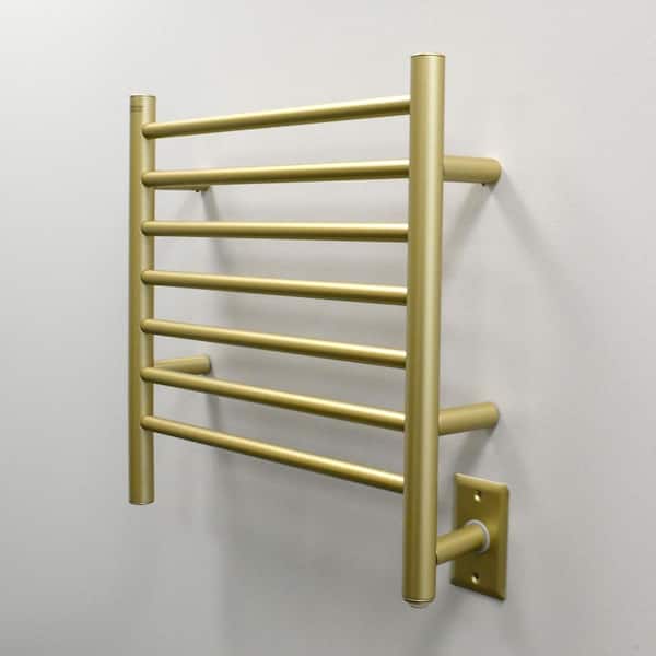 Radiant Small 7-Bar Plug-in with Hardwired Kit Electric Towel Warmer in  Satin Brass