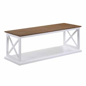 Coventry 47 in. L Driftwood/White Rectangle Wood Coffee Table with Shelf
