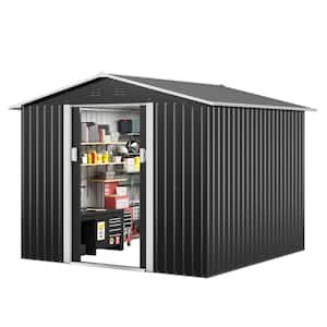 Patiowell 8 ft. W x 6 ft. D Outdoor Storage Brown Metal Shed with Sloping  Roof and Double Lockable Door (44.5 sq. ft.) PAMS86BN - The Home Depot