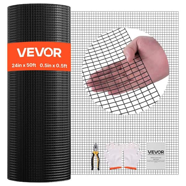 Hardware Cloth 24 in. W x 0.04 in. H Black Vinyl Free Standing Garden Galvanized Vinyl Coated 1 (Pack)-50 ft. L