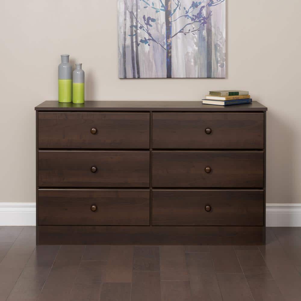 Espresso 55'' Horizontal Double Dresser with Extra Deep Drawers