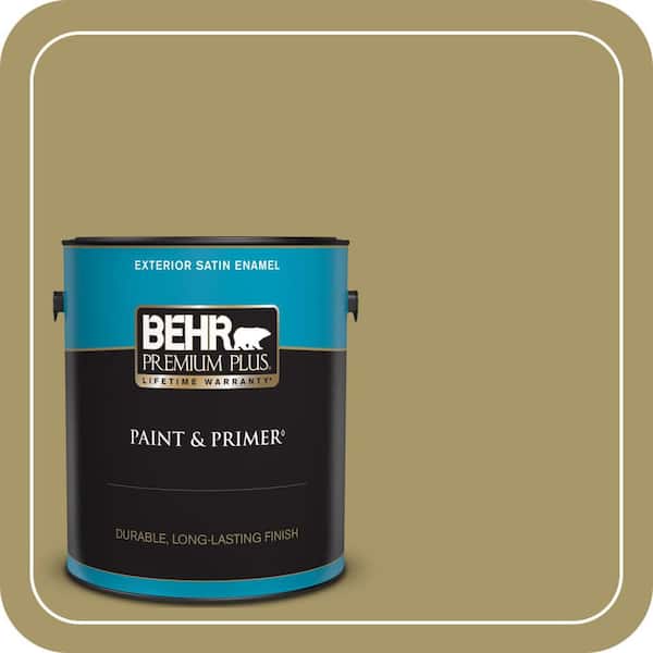 BEHR PREMIUM PLUS 1 gal. #PPU8-05 Eco Green Satin Enamel Exterior Paint & Primer