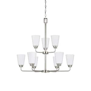 Kerrville 9-Light Brushed Nickel Chandelier with LED Bulbs