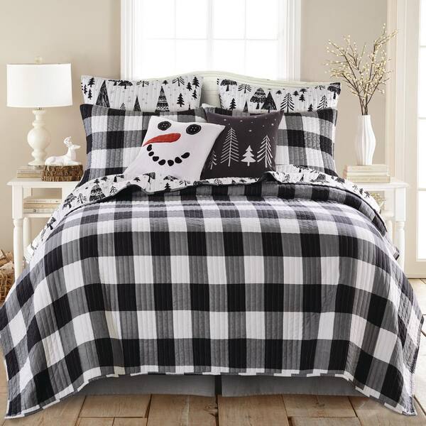  Andency Black White Plaid Comforter King(104x90Inch