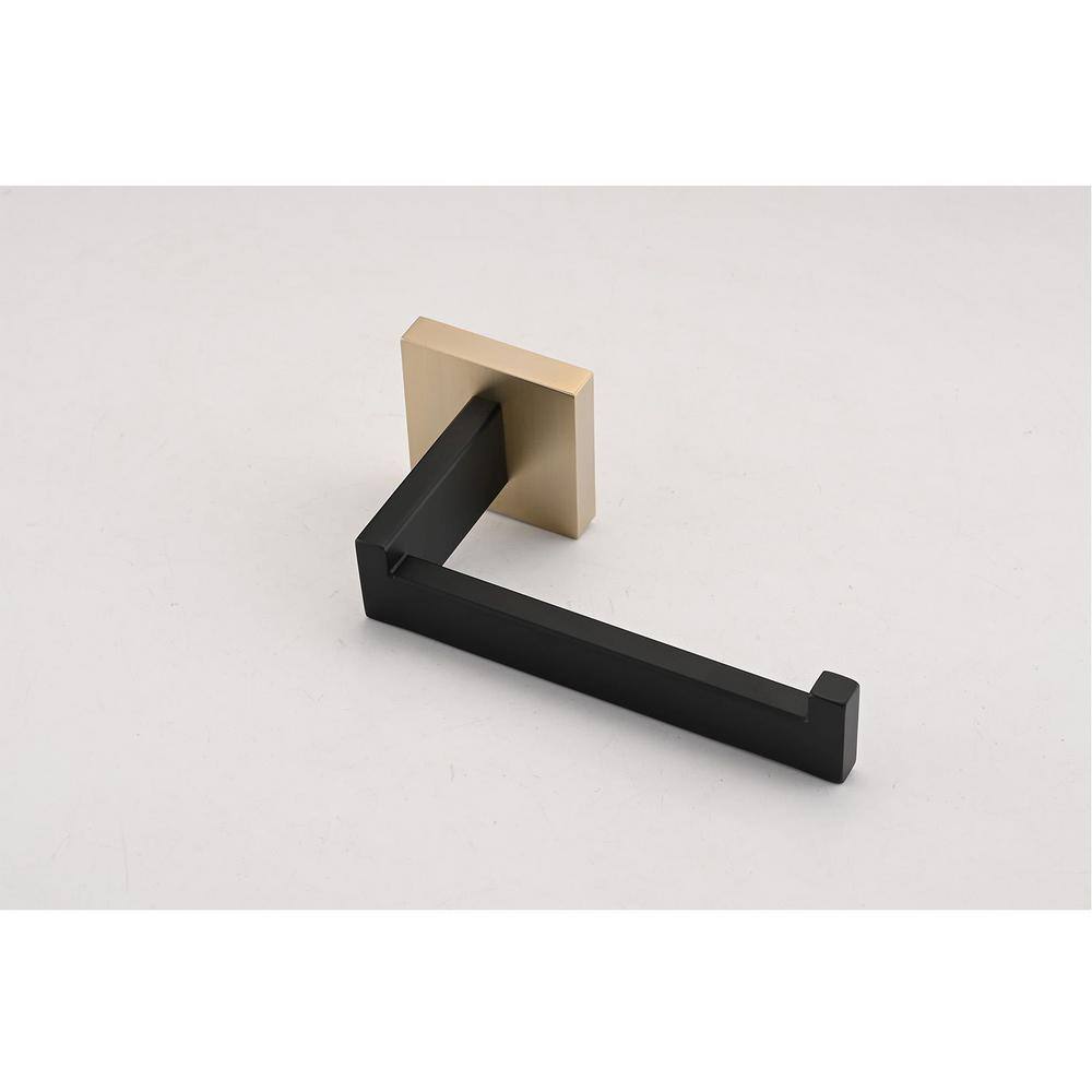 8-Piece Matte Black and Gold Stainless Steel Bathroom Hardware Set