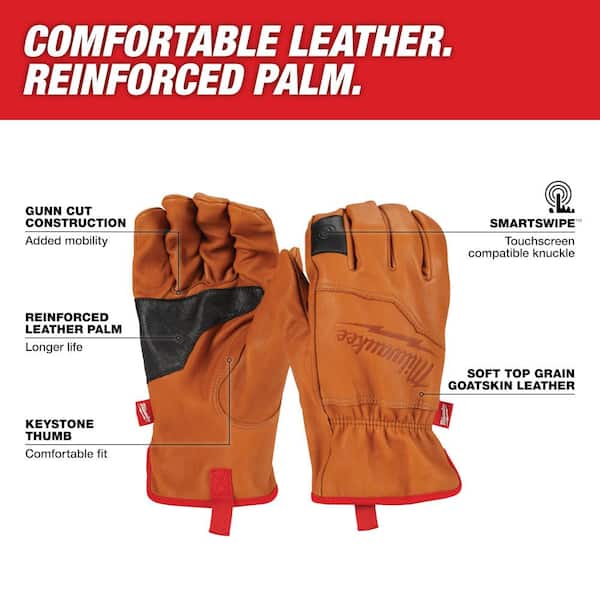 Buy Milwaukee Leather Performance Work Gloves XL, Red/Black/Brown