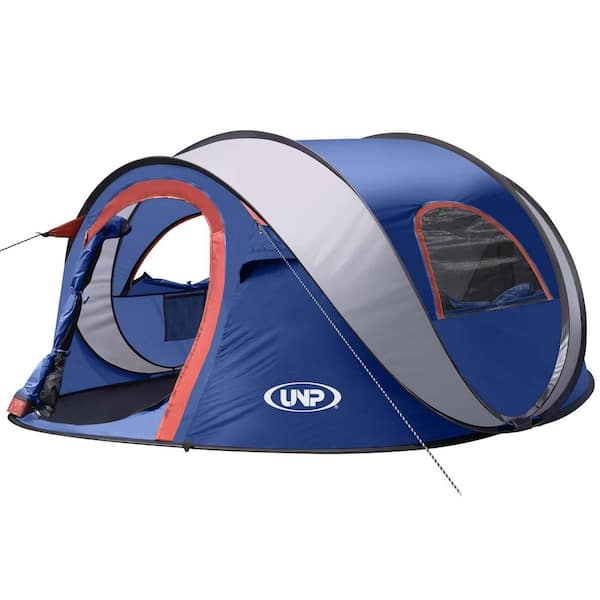 Zeus & Ruta 3-Person Navy Blue Camping Tents Instant Portable Beach Tent with 2 Doors, Carrying Bag for Camping Hiking, Traveling