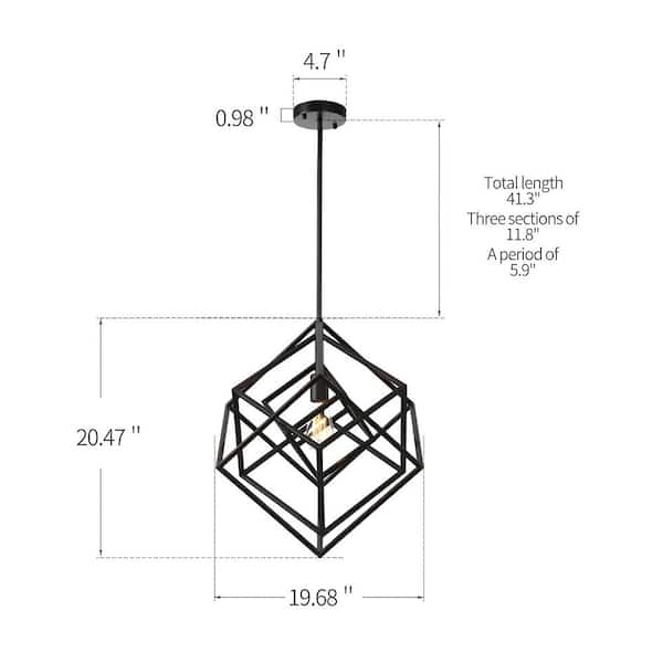 Onyx Prism 1 Light 20 inch Geometric Black Chandelier UPC029
